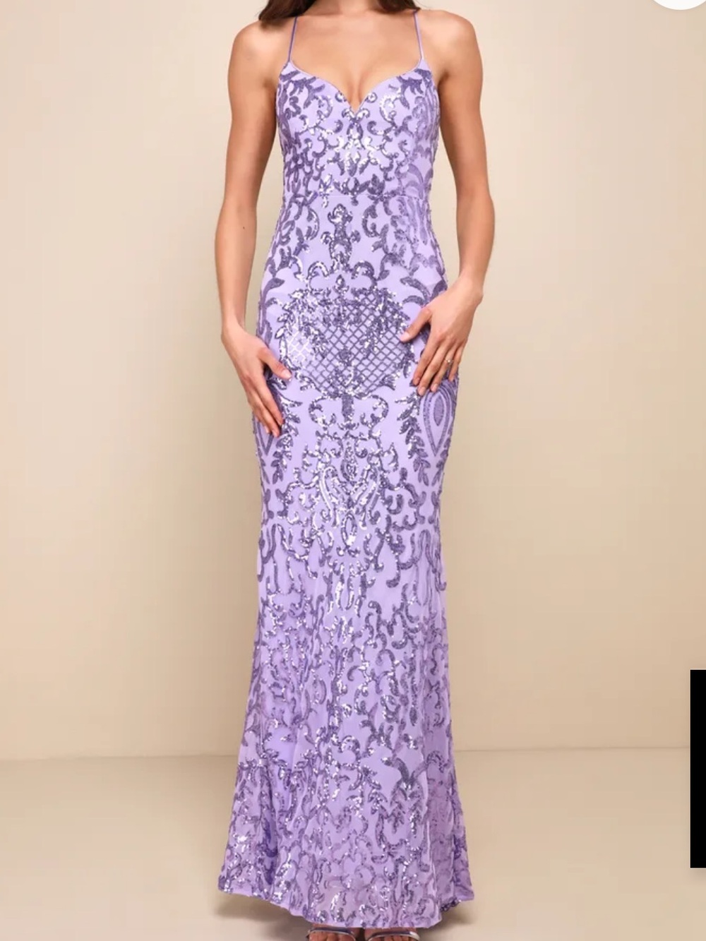 •Lulus• purple sparkly limitless glamour lace up maxi dress
